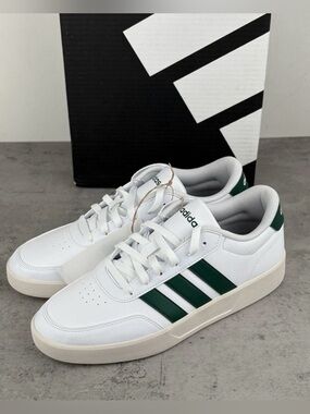 Adidas Mens Breaknet 3.0 Shoes Size 9 White Green Athletic Casual Sneakers New